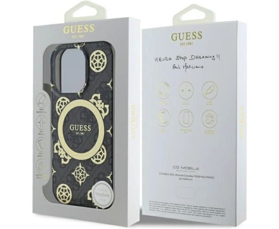 Guess IML Peony On 4G Background MagSafe Aizsargapvalks Priekš Apple iPhone 16 Pro