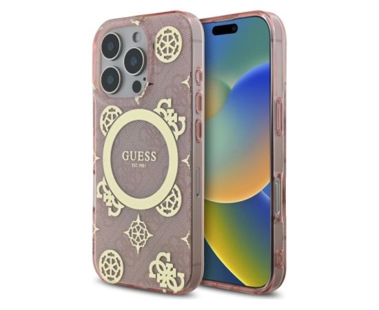 Guess IML Peony On 4G Background MagSafe Aizsargapvalks Priekš Apple iPhone 16 Pro