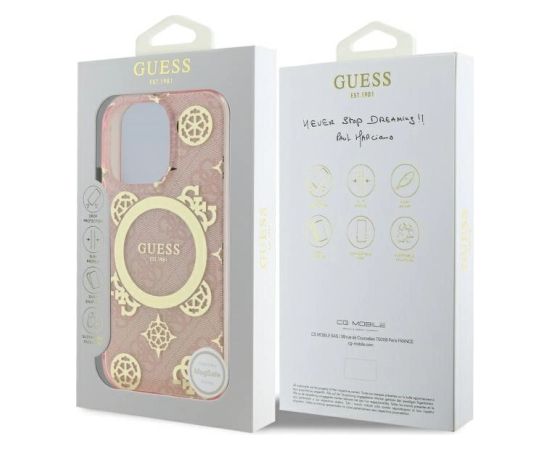 Guess IML Peony On 4G Background MagSafe Aizsargapvalks Priekš Apple iPhone 16 Pro