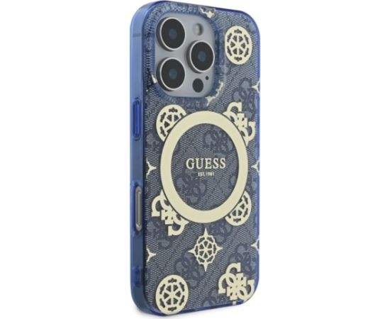 Guess IML Peony On 4G Background MagSafe Aizsargapvalks Priekš Apple iPhone 16 Pro Max