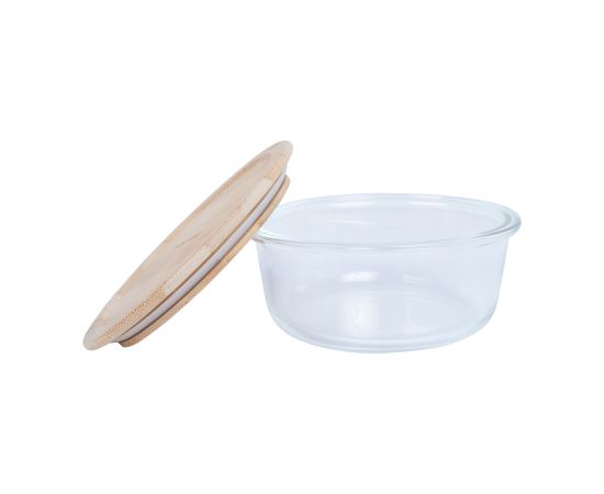 Bowl BOXY D15xH6cm 620ml, glass, bamboo lid