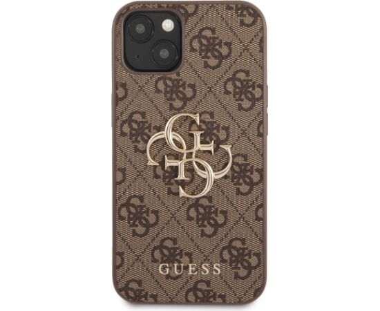 Guess PU 4G Metal Logo Case for iPhone 13 Brown