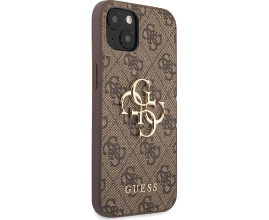 Guess PU 4G Metal Logo Case for iPhone 13 Brown