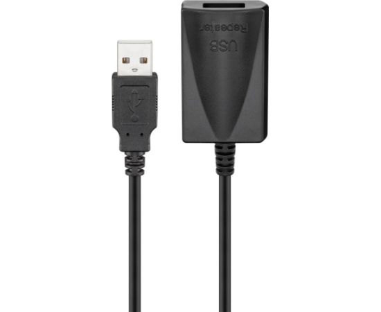 Goobay Aktīvais USB 2.0 pagarinātājs, melns, 5 m - USB 2.0 male (A tips) > USB 2.0 female (A tips)