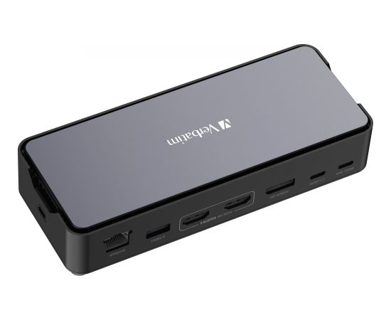 Dokstacija Verbatim USB-C Pro CDS-15SSD 2xHDMI DP RJ-45 4xUSB 3xUSB-C SD microSD SSD audio