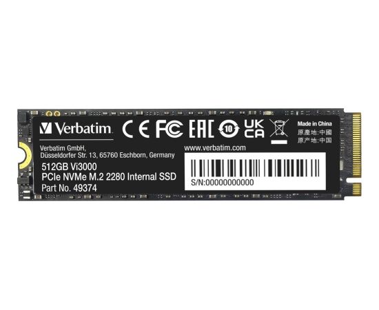 SSD Verbatim Vi3000 512GB M.2 2280 PCI-E x4 Gen4 NVMe (49374)