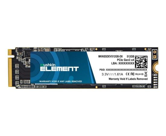 SSD Mushkin Element 512GB M.2 2280 PCI-E x4 Gen3 NVMe (MKNSSDEV512GB-D8)