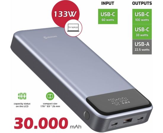 Swissten Power Bank 133W Внешний аккумулятор30 000 mAh