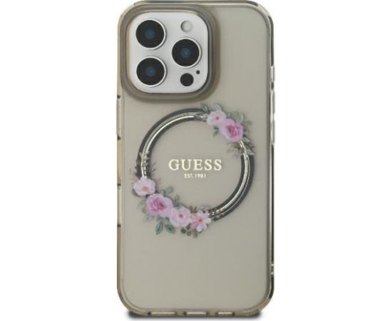 Guess IML Flowers Wreath MagSafe Case Aizsargapvalks Priekš Apple iPhone 16 Pro Max