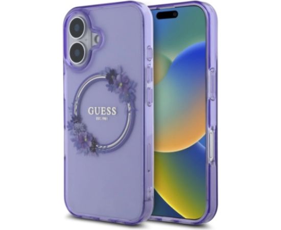 Guess IML Flowers Wreath MagSafe Case Aizsargapvalks Priekš Apple iPhone 16