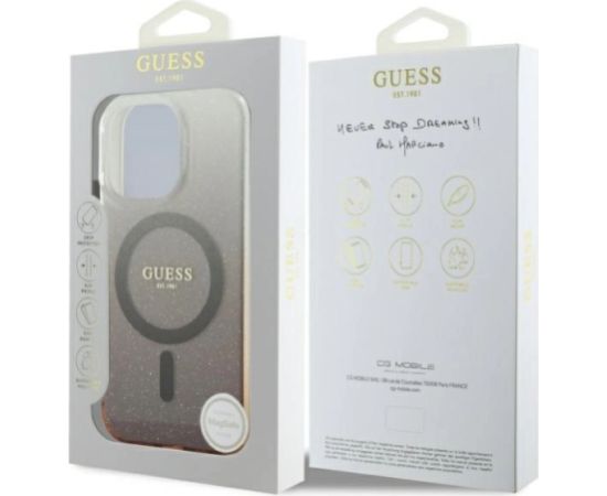 Guess IML Glitter Gradient MagSafe Aizsargapvalks Priekš Apple iPhone 16 Pro Max