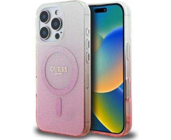 Guess IML Glitter Gradient MagSafe Aizsargapvalks Priekš Apple iPhone 16 Pro Max