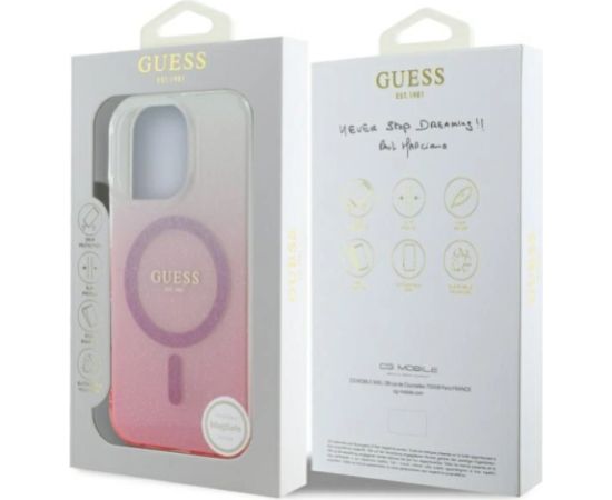 Guess IML Glitter Gradient MagSafe Aizsargapvalks Priekš Apple iPhone 16 Pro Max