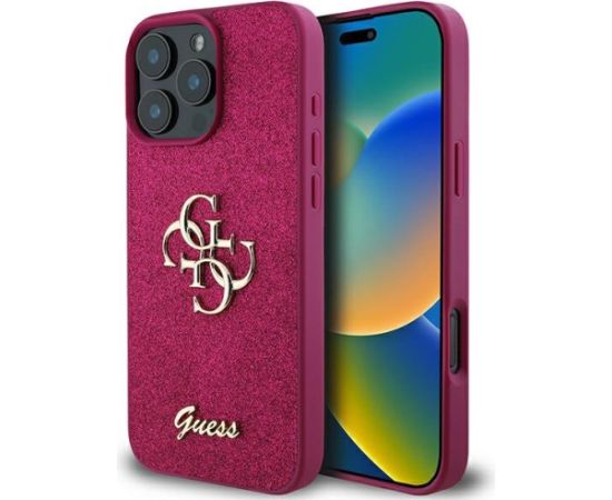 Guess Glitter Script Big 4G Back Case Aizsargapvalks Priekš Apple iPhone 16 Pro