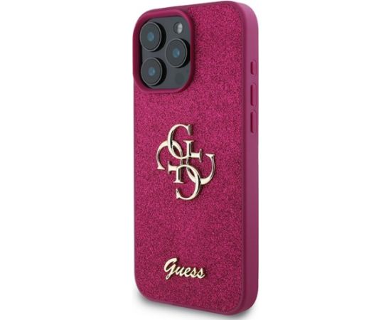 Guess Glitter Script Big 4G Back Case Aizsargapvalks Priekš Apple iPhone 16 Pro