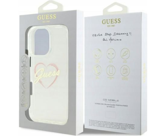 Guess IML Heart Aizsargapvalks Priekš Apple iPhone 16 Pro