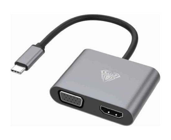 Aula UC-901 2в1 Видео адаптер - переходник с USB-C на Hdmi 4K 30Hz / VGA монитор