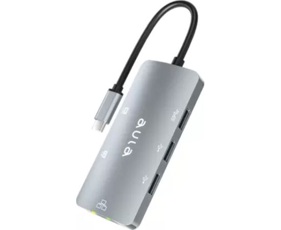 Aula UC-910 6in1 Hub adapteris USB-C uz Hdmi 4K 30Hz / 2x USB 2.0 / USB 3.0 / PD uzlāde / RJ45 Internet