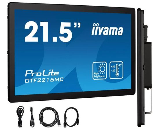 Monitor iiyama Monitor dotykowy iiyama OTF2216MC-B1 22" IPS LED wysoka jasność IP65 7H UV RJ45 do zabudowy zewnętrznej