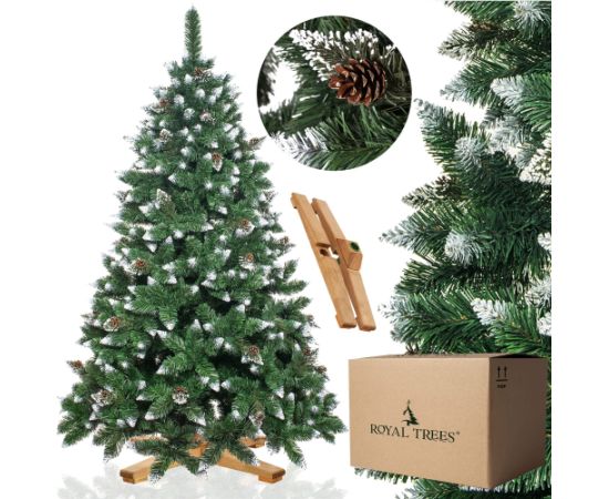 Springos CT0189 Mākslīgā Ziemassvētku eglīte 150 cm Premium Royal Trees, sniegota dimanta priede ar čiekuriem