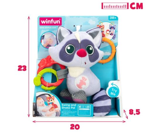 Win Fun Подвесная погремушка мягкая Енот со звуком  22 cm  3 m + CB46707