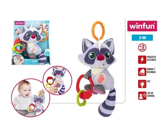 Win Fun Подвесная погремушка мягкая Енот со звуком  22 cm  3 m + CB46707