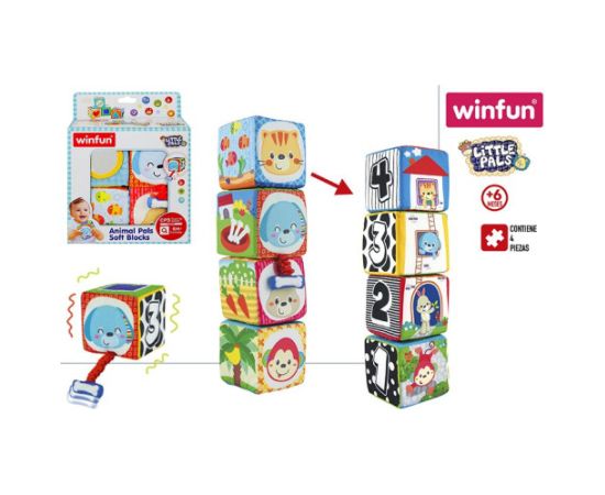 Win Fun Attīstošo mīkstu kubu komplekts 10 cm 6m+ CB44713