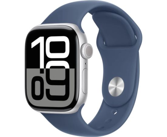 Apple Watch 10 GPS 42mm Silver Alu + Denim Sport Band - M/L