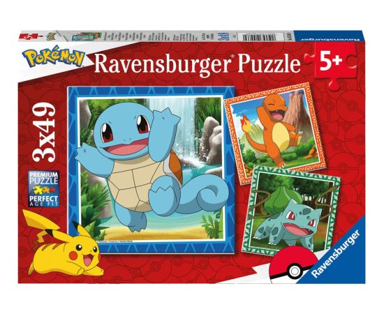 Ravensburger Puzzle: Pokemon - Charmander, Bulbasaur and Squirtle (3x49pcs) (5586)