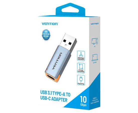 Vention USB adapter CUAH0, USB-A 3.1 male to USB-C female (gray)