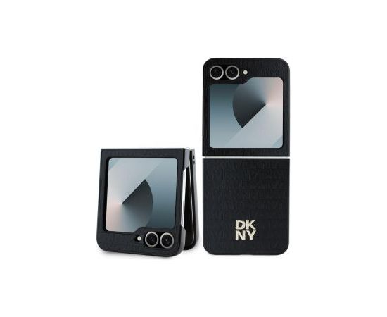 DKNY -  DKNY PU Leather Repeat Pattern Stack Logo Case for Samsung Galaxy Z Flip 6 Black