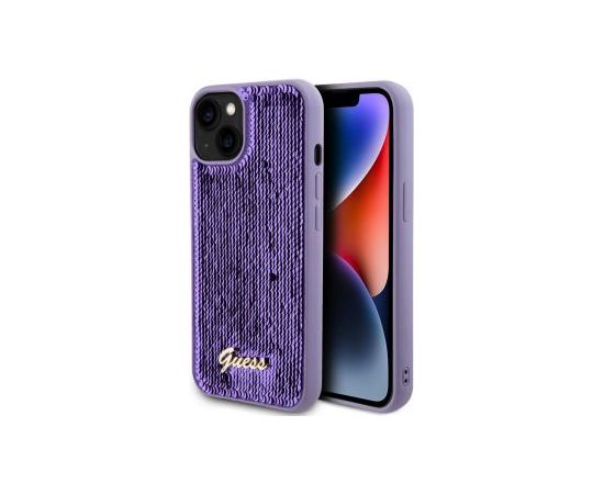 Guess -  Guess Sequin Script Logo Case for iPhone 13 Purple