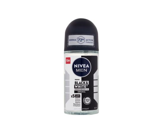 Nivea Men Invisible For Black & White / Original 50ml Deo Roll-On 72H M / Antiperspirant