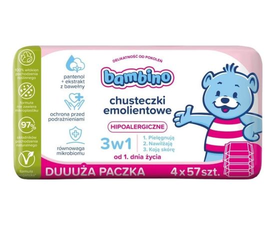 Nivea NIVEA Bambino Chusteczki emolientowe 3w1 hipoalergiczne 4 x 57 szt