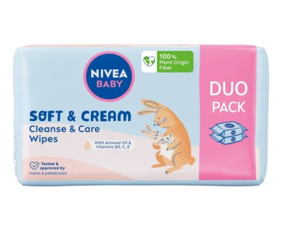 Nivea Baby Soft & Cream chusteczki biodegradowalne 2x57szt