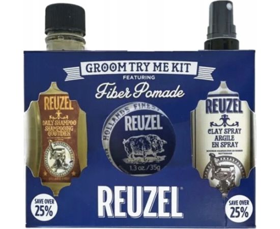 Reuzel Try Me Kit Set Reuzel: Clean & Fresh, Hydrating, Serum, For Beard, 50 ml + Refresh No Rinse, Beard Shampoo, Moisture And Shine, 100 ml For Men