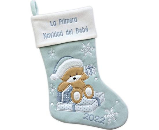 Ecost Heart's Sign Babys First Christmas Stockings Blue - Spanish