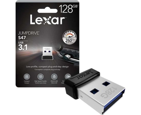 MEMORY DRIVE FLASH USB3 128GB/S47 LJDS47-128ABBK LEXAR