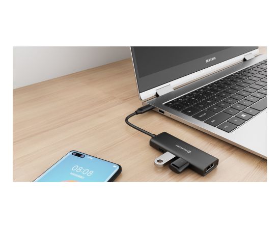 Swissten 4in1 USB-C Hub Daudzportu klēpjdatora dokstacija USB-C 100W / HDMI 4K / 2x USB-A