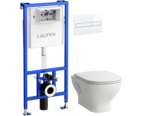 Laufen komplekts-pods ar SC vāku Lua Basic rimless, rāmis, taustiņš balts