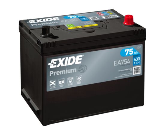 75Ah 630A akumulators EXIDE EA754 270x173x222-+