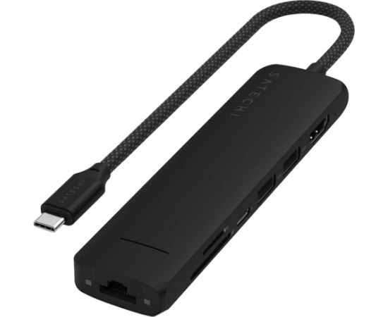 SATECHI 7-in-1 USB-C Slim Multiport Adapter with Ethernet (Black)