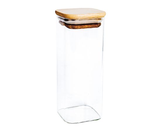 Glass jar THERON 6x6xH15cm with a lid, square