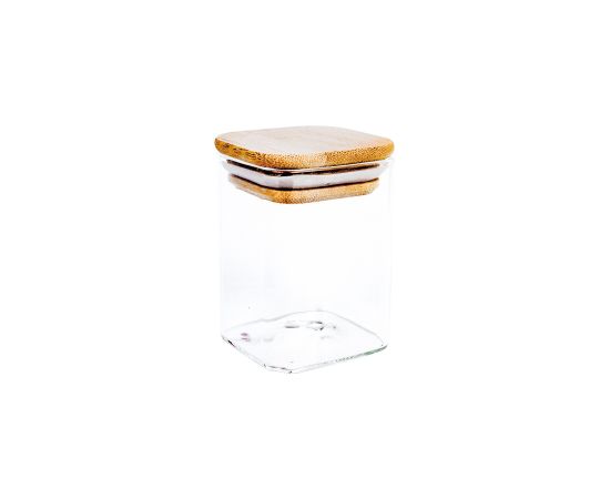 Glass jar THERON 6x6xH8cm with a lid, square