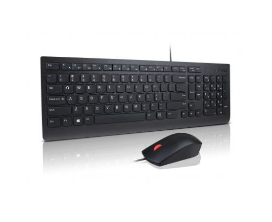 Lenovo 4X30L79928 Essential Wired Keyboard and Mouse Combo - Estonia, Wired, Keyboard layout EN, Mouse included, Black, No, Numeric keypad