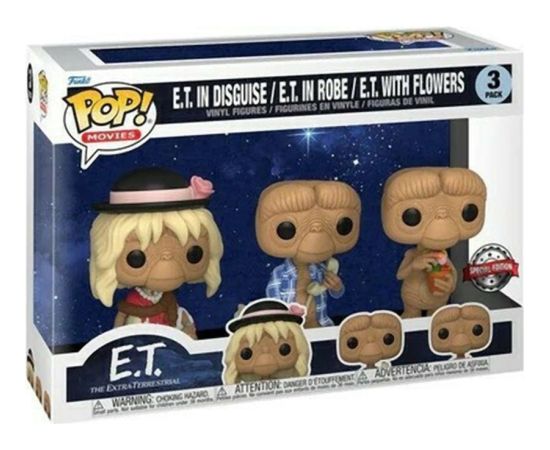 Funko Pop! 3-Pack Movies: E.T. - E.T. in Disguise / E.T. in Robe / E.T. with Flowers (Special Edition) Vinyl Figures