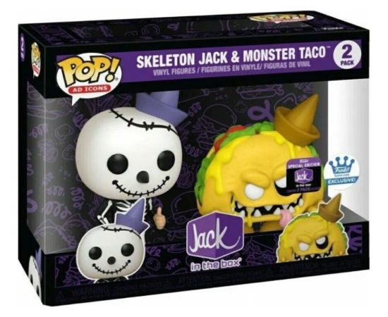 Funko Pop! 2-Pack Ad Icons: Jack in the Box - Skeleton Jack  Monster Taco (Special Edition) Vinyl Figures