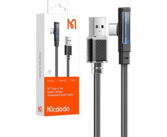 Cable USB-C to USB-C Mcdodo CA-3423 90 Degree 1.8m with LED (black)