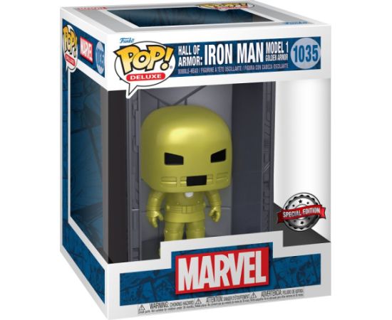 Funko Pop! Deluxe: Marvel Hall of Armor: Iron Man Model 1 Golden Armor (Mettalic) (PX Previews Exclusive) #1035 Bobble-Head Vinyl Figure