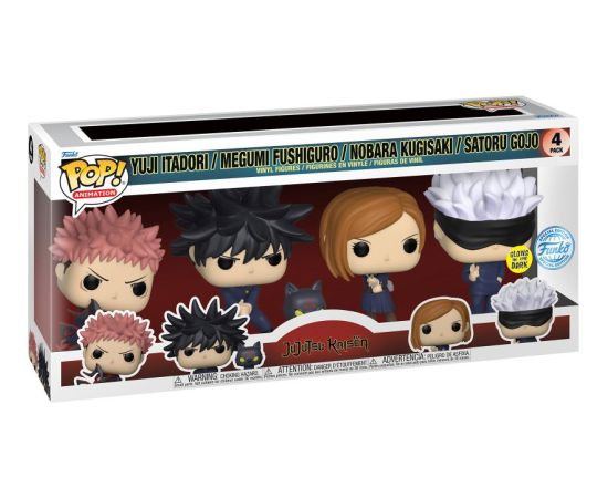 Funko Pop! 4-Pack Animation Jujutsu Kaisen S1 - Yuji Itadori / Megumi Fushiguro / Nobara Kugisaki / Satoru Gojo (Glows in the Dark) (Special Edition) Vinyl Figures